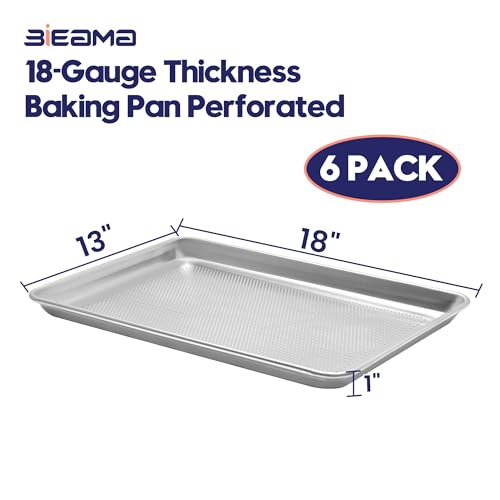 BIEAMA 6 Pack Perforated Half Size 18" x 13" Baking Sheet Pan - size: 6PACK Perforated Half Size 18"×13"