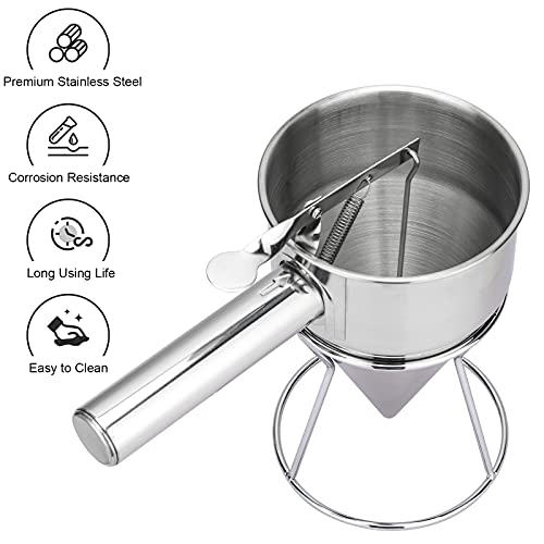 MyLifeUNIT Pancake Batter Dispenser, Stainless Steel Funnel Cake Dispenser with Stand - size: Small