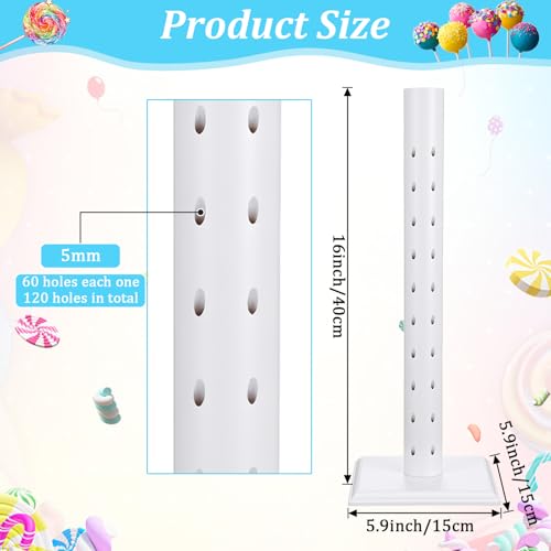 2 Pcs Wood Cake Pop Stand, 60 Hole Lollipop Holder Wooden Candy Dessert Decorative Display For Wedding, Birthday Party, Christmas Table Decoration, White