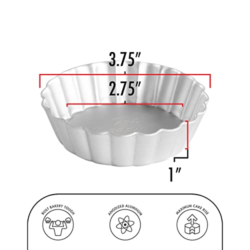 Fat Daddio's PFT-375 Round Fluted Tart Pan with Removable Bottom, 3.75 x 1 Inch - size: 3.75 x 1 Inch