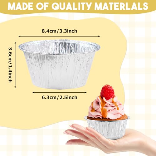 5 Oz Aluminum Foil Baking Cups 150 Pack, Disposable Ramekins Aluminum Cupcake Muffin Liners Silver Foil Baking Cups for Egg Tart, Baking, Cupcake, Pudding, Appetize - size: Silver-5OZ-150Pack