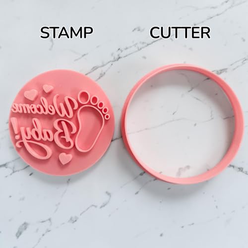 "Welcome Baby" 3D Cookie Cutter and Stamp: Stamp for cookies, cold porcelain, fondant, and crafts for baby showers and children's parties. - color: WELCOME BABY