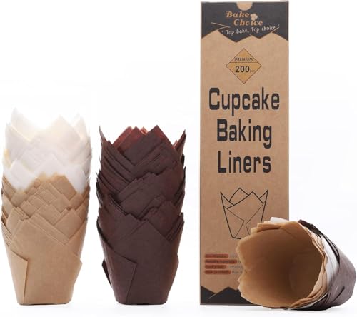 Bake Choice 200pcs Tulip Cupcake Liners, Standard Size, Mix Color - color: Mix