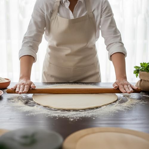 Turkish Rolling Pin, Natural Beech Wood Oklava for Baklava, Phyllo Dough, Pizza, Ravioli, Pasta & Pastry Baking, 18.7 x 0.75 in