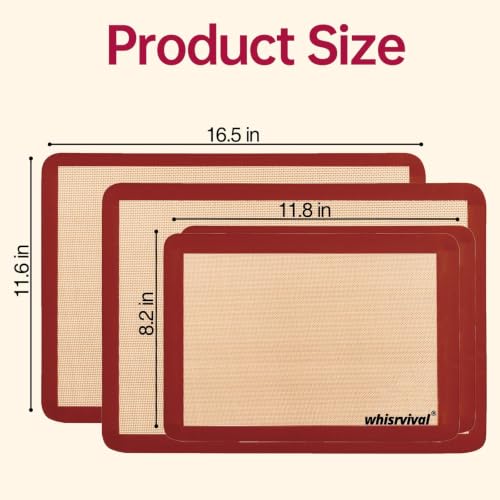4 Pcs Silicone Baking Mat, Non-Stick Baking Mat (Red) - color: Red
