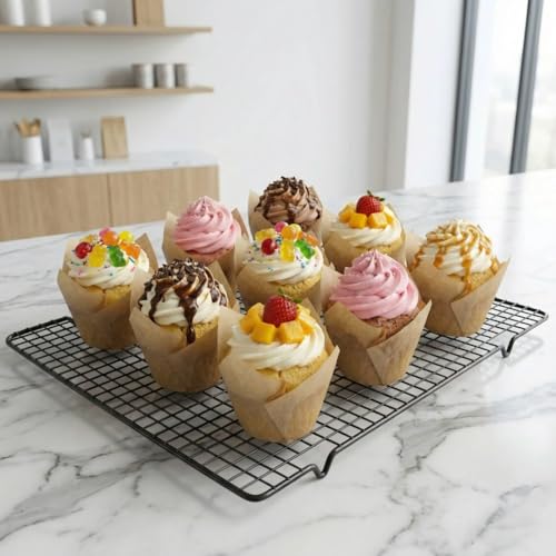 120Pcs Standard Tulip Cupcake Liners, Natural Muffin Baking Cups