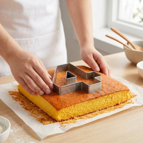 ZADE 8 Inch 304 Stainless Steel Large Size Number Cake Mousse Mold Number 4 Tiramisu Cheesecake Mold Cookie Cutter Bakeware 3D Cake Baking Pan for Birthday and Baking, Party - size: #4,8inch