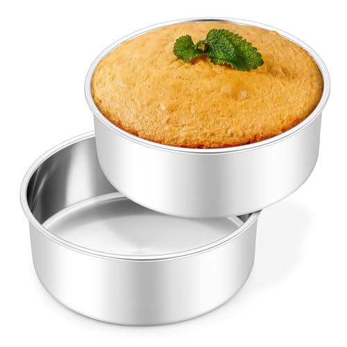 6 Inch Cake Pans Set of 2, Baking Pan Round Cake Tins, 3" Deep - size: 6x3 Inch