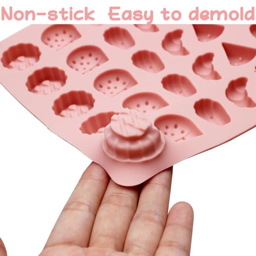 40-Cavity Mini Silicone Baking Desserts Shapes Mold fo Candy and Jello - color: Pink-XY066