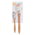 2PCS Silicone Spatula Set, Heat Resistant Baking Spatulas Food Grade Silicone Scraper Spatula for Mixing, Cooking, and Baking, Non-Stick Rubber Jar Spatulas with Hanging Hole Moderately Soft and Firm - color: Wildflowers