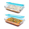 Libbey Baker’s Premium 2 Piece Glass Baking Dish Set, Stackable Casserole Dish with Lid Set, Baking Glassware for Casseroles, Lasagna, Brownies, Cakes - color: Premium - 4pc Rectangle Set