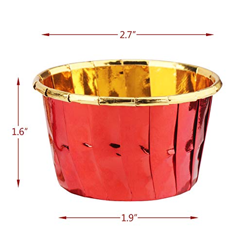 Cupcake Liner, Eusoar 50pcs 3.5 Ounce Disposable Pudding Holders, Muffin Liners, Aluminum Foil Baking Cups, Muffin Baking Cups, Foil Ramekins, Muffin Pan, Cupcake Wrappers, Cupcake Ramekin Holder Cups - color: Red, size: 50pcs