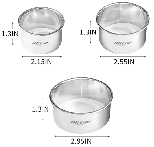 ALLTOP Circle Biscuit Cutter Set, Stainless Steel, 3PC Round