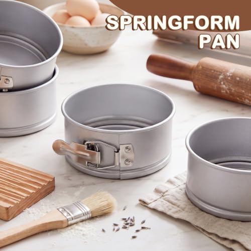 4 Pcs 4 Inch Non Stick Springform Pan with Removable Bottom Silver - color: Sliver, size: 4 Inch