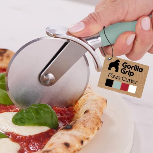 GORILLA GRIP Patented Stainless Steel Large Pizza Cutter Wheel, Mint - color: Mint