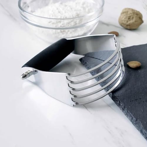 Dough Blender, Top Professional Pastry Cutter with Heavy Duty Stainless Steel Blades, Medium Size - color: Black