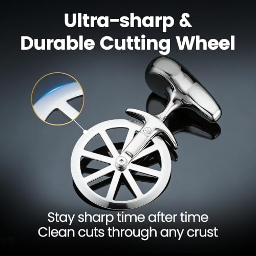 Gourmet Easy Pizza Cutter Unicycle Wheel Nonslip Easy Glide Stainless Steel