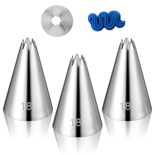3 Pieces #18 Cake Piping Tip Open Star Icing Tip Seamless Icing Tips - size: #18