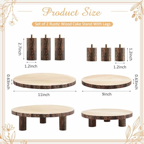 Roowest 2 Set Wood Cake Stand, 9" &10" Holder for Wedding Table Centerpiece