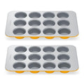 Caraway Non-Stick Ceramic-Coated 12-Cup Muffin Pan Duo - color: Marigold, size: 2x Muffin Pan (12 Cup)