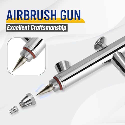 Timbertech Multi-Purpose Airbrush Set, AG-183K Dual-Action Gravity Feed Airbrush Kits with 0.3/0.5/0.8mm Needles, 2/5/13CC Fluid Cup for Cake Decorating, Painting, Tattoo, Models Art