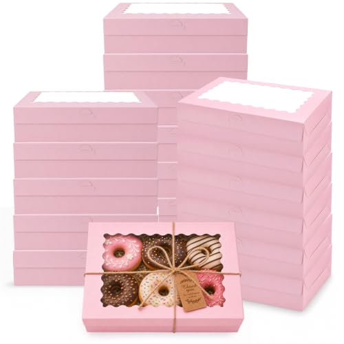24Set Pink Cookie Boxes Packaging Bakery Boxes with Window 11.81x7.87x2.36"