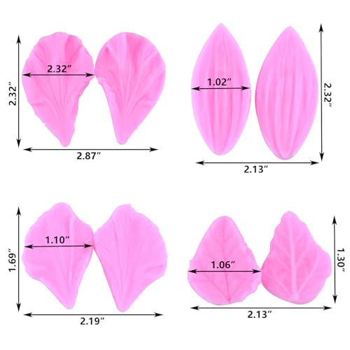 ZiXiang Flower Silicone Veining Mold Hibiscus Veined Fondant Molds Set Of 4 - color: Style H