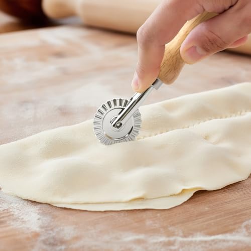 BlingKingdom 1.5" Fluted Pastry Wheel Cutter, Pasta Cutter for Baking