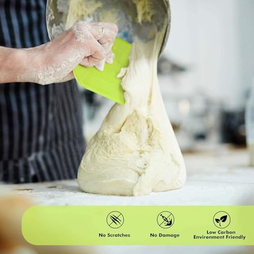 SURDOCA Dough Scraper Bench Scraper - 3P 5.9x4.3" Plastic Flexible Bowl Scraper, Sharp Edge & Angles Cake Scraper. Non-Slip Bakeware Decorating Tools Sculpting & Modeling Tools - Pink+Green+Pink - color: Pink+Green+Pink, size: 15x11cm/5.9x4.3''