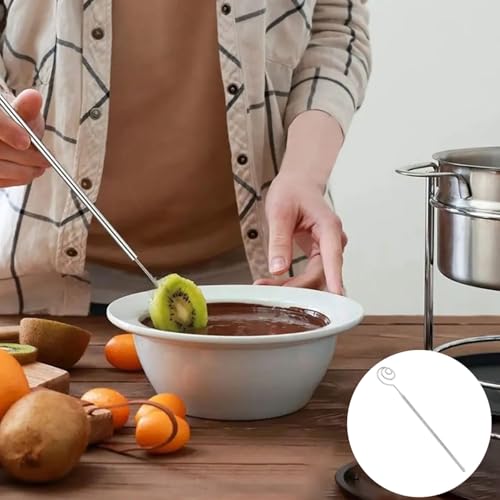 Stainless Steel Spiral Swirl Candy Fork 21cm/8.23in Hot Pot Fork DIY Chocolate Dipping Tool Silver 2PCS