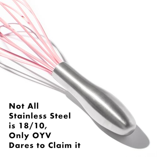 OYV 10-Inch Pink Silicone Whisk, Non-Scratch, 18/10 Stainless Steel Handle - size: 10 inch pink