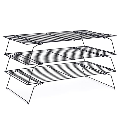 Briout Cooling Rack for Cooking Baking 3 Tiers, 16" x 10" Wire Rack, Black - color: Black, size: 16"x10"-3Tier