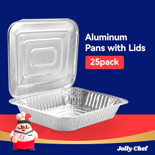 9x13 Aluminum Foil Pans with Lids (25 Pack) Disposable Tin Foil Pans - size: 25 Pack with Lids