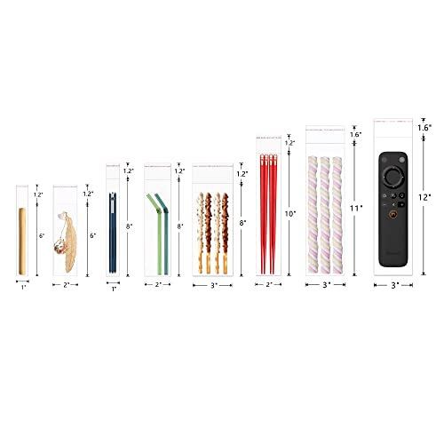 Clear Self Adhesive Bags 3x12" Long Resealable Cellophane Bags 200pcs Resealable Self-Sealing Cello Treat Bags 2mil for Incense Candies Crafts Candles Bakery Tie Golf Balls 8 Sizes to Choose from - size: 3 x 12 inches (Pack of 200)