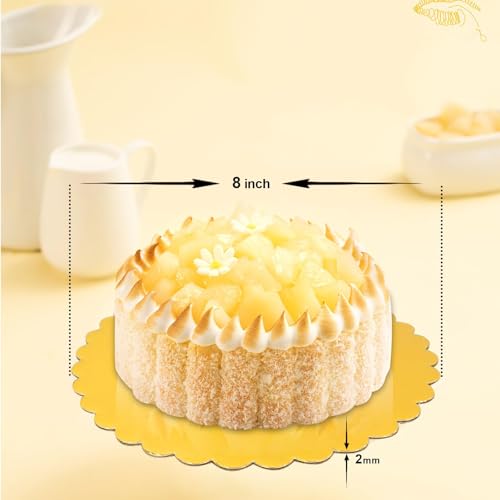 10 Pcs 8 inch Gold Cake Boards Round, Food-Graded Cardboard, Waterproof and Oil-Proof, Sturdy Corrugated, Ideal for Baking, Cake DIY, Dessert and Craftin - size: 8 inch(10pcs)