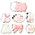 7 Pieces Bow Knot Bridal Shower Cookie Cutters Set - Stainless Steel Cookie Biscuit Cutting Molds for Women Diamond Ring Wedding Dress Wedding Party DIY Craft Home Baking Supplies