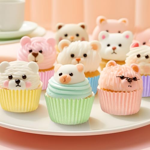 Whaline 600Pcs Pastel Mini Cupcake Liners Colorful Baking Cups Pink Blue Purple Yellow Orange Green Muffin Cupcake Wrappers for Spring Easter Birthday Wedding Bride Baby Shower Party Supplies - color: Pastel