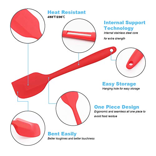 3-Piece Silicone Spatula Set, 600°F Heat Resistant, Red - color: E-Red