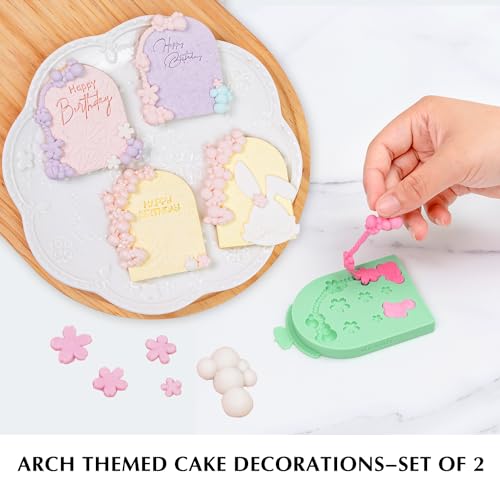 KALAIEN 2 PCS Pearl Bubbles Ball Fondant Molds, Pearl Borders Silicone Mold - color: Rabbit+Flower