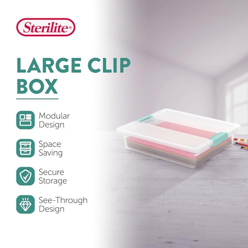Sterilite Clip Box, Stackable Clear Plastic Bins- Large, 18-Pack - size: Large, style: 18 Pack