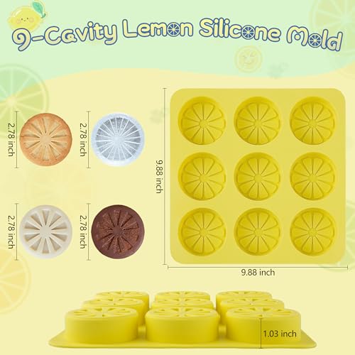 2Pcs Silicone Lemon Shaped Mold Ice Cube Tray for Freeze, 9-Cavity Non-Stick Lemon Chocolate Candy Mold for Baking Mousse Cake - color: 9-cavity regular lemon shaped mold
