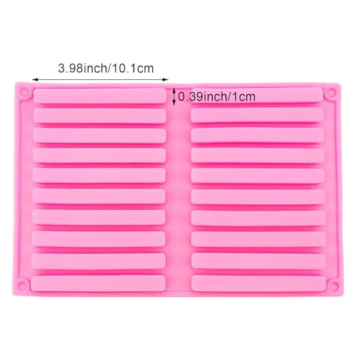 2 PACK Chocolate Rod Stick Silicone Strip Molds, 20 Bars Strips Biscuit Candy Molds for Cookies Candy Crayon Candle Soap Ice Cube Tray