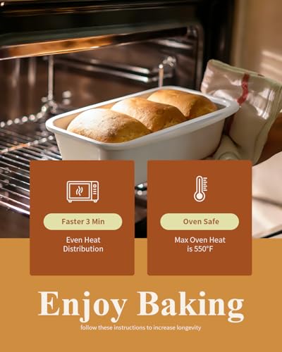 Nonstick Ceramic Bread Loaf Pan with Handle, Cream - color: Cream