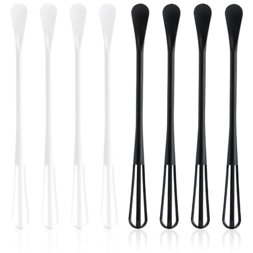 8 PCS Multifunctional Mini Whisk Mini Spoon Small Whisks 2 in 1 Whisk Utensil Mini Sugar Spoon Whisks Set Non Scratch Coated Kitchen Tools for Cooking Blending, Baking, Beating - size: 8.6x0.78 in