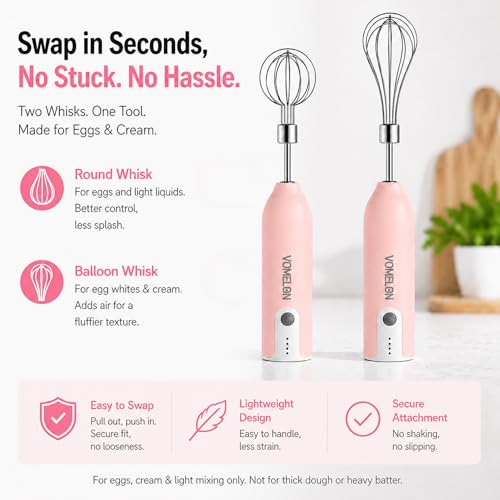 Electric Egg Beater Whisk, USB Charging Mixer, Three-Speed Adjustment, Suitable for Whisking Eggs, Cream, Sauce, Jam Supplements and More, Pink - color: Pink