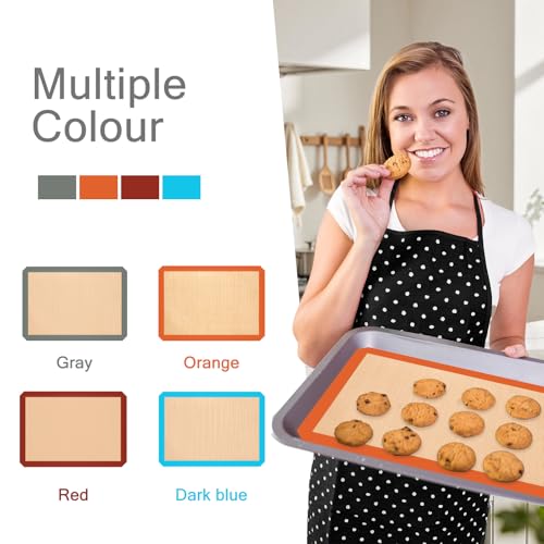 Silicone Baking Mat Set of 3, Non-Stick 2 Half & 1 Quarter Sheets - color: Orange, size: 2Half Sheets+1Quarter