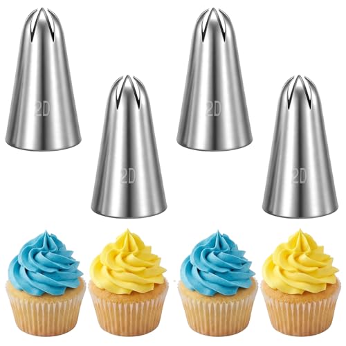 cobee Large Piping Tips Set 4 PCS, Stainless Steel Cake Decorating Tips