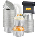 LNYZQUS 5oz Cupcake Tins with Dome Lids 100 Pack, Foil Dot Cake Cups - color: Silver, size: 5 oz