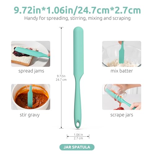 U-Taste Skinny Silicone Jar Spatula Scraper, 10in Sourdough Tool, Aqua Sky - color: Aqua Sky, size: 9.72 in