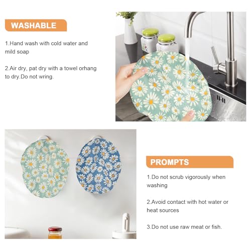 2Pcs 10inch Reusable Beeswax Elastic Bowl Covers for Bread Proofing - style: daisy